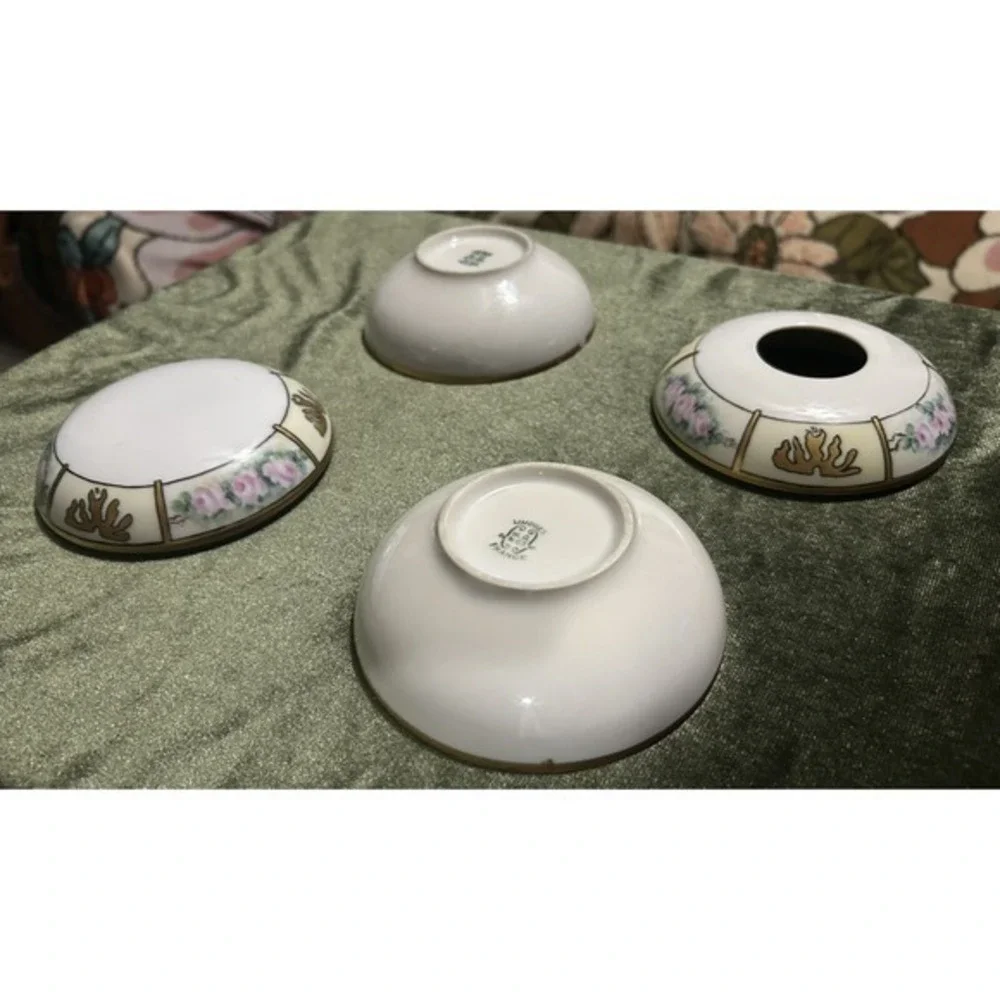 RARE 6-PC Vintage Limoges Vanity Hair Receiver Powder Cont. &‎ Pair Of Trays Wow